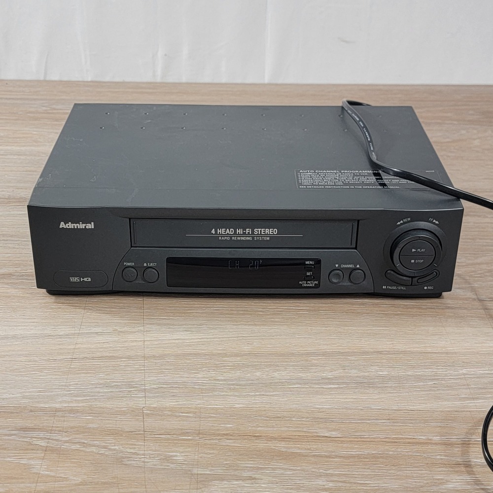 Admiral JSJ 20448 4-Head Hi-Fi Stereo VHS VCR Player Black Rapid Rewind
